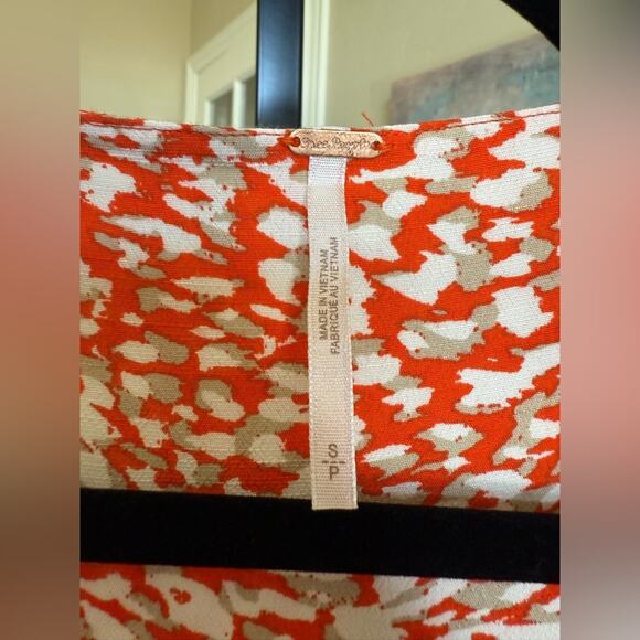 Free People French Quarter Wrap Mini Geometric Dress Women’s size Small Orange - Picture 5 of 7